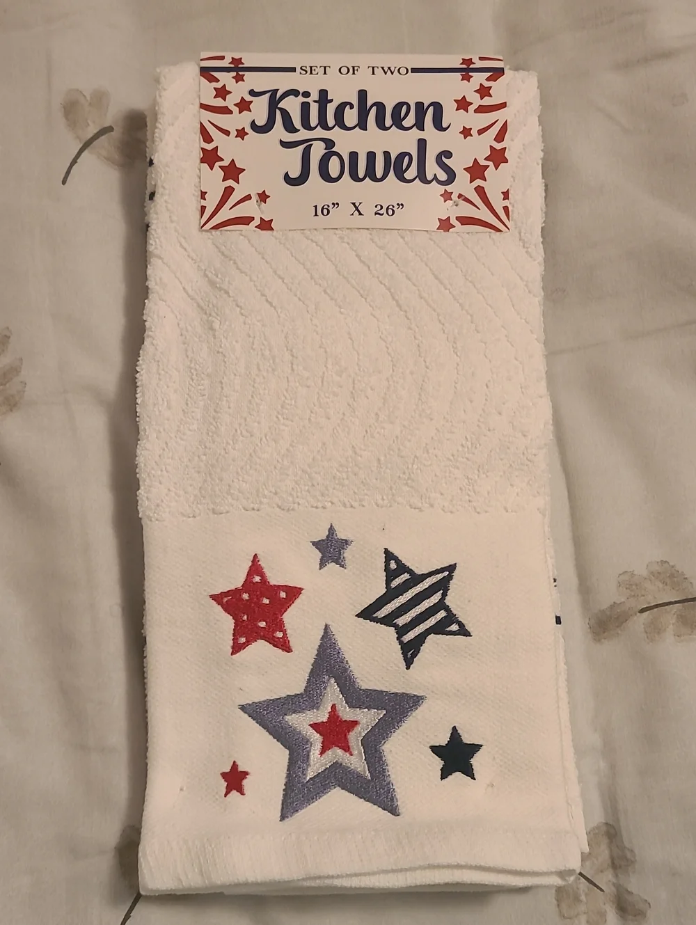 Patriotic White Kitchen Towels - Set of Two